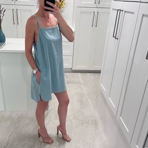 Dusty blue mini dress with pockets